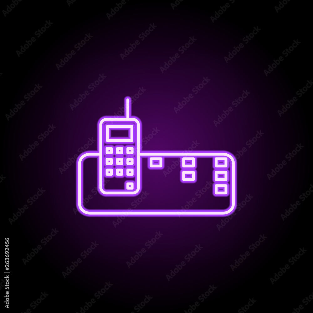 Poster radio telephone neon icon. elements of web set. simple icon for websites, web design, mobile app, in