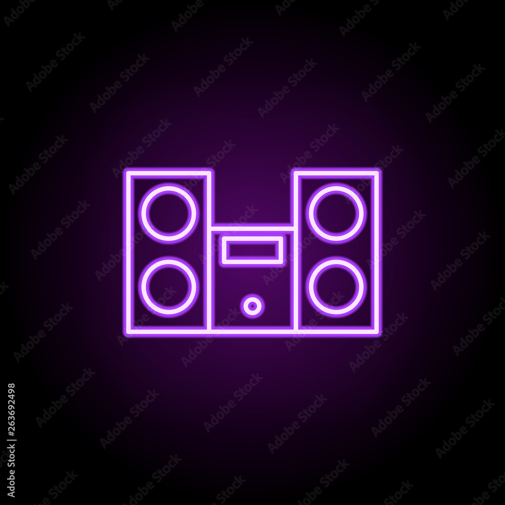 Poster music system neon icon. elements of web set. simple icon for websites, web design, mobile app, info 