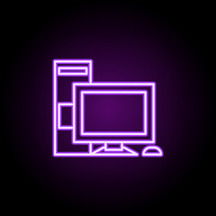 home computer neon icon. Elements of web set. Simple icon for websites, web design, mobile app, info graphics