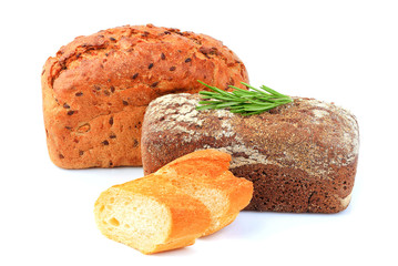 Assorted bread isolated.