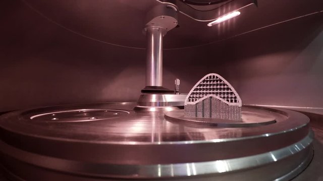 Object printed from metal powder on metal 3d printer, working chamber