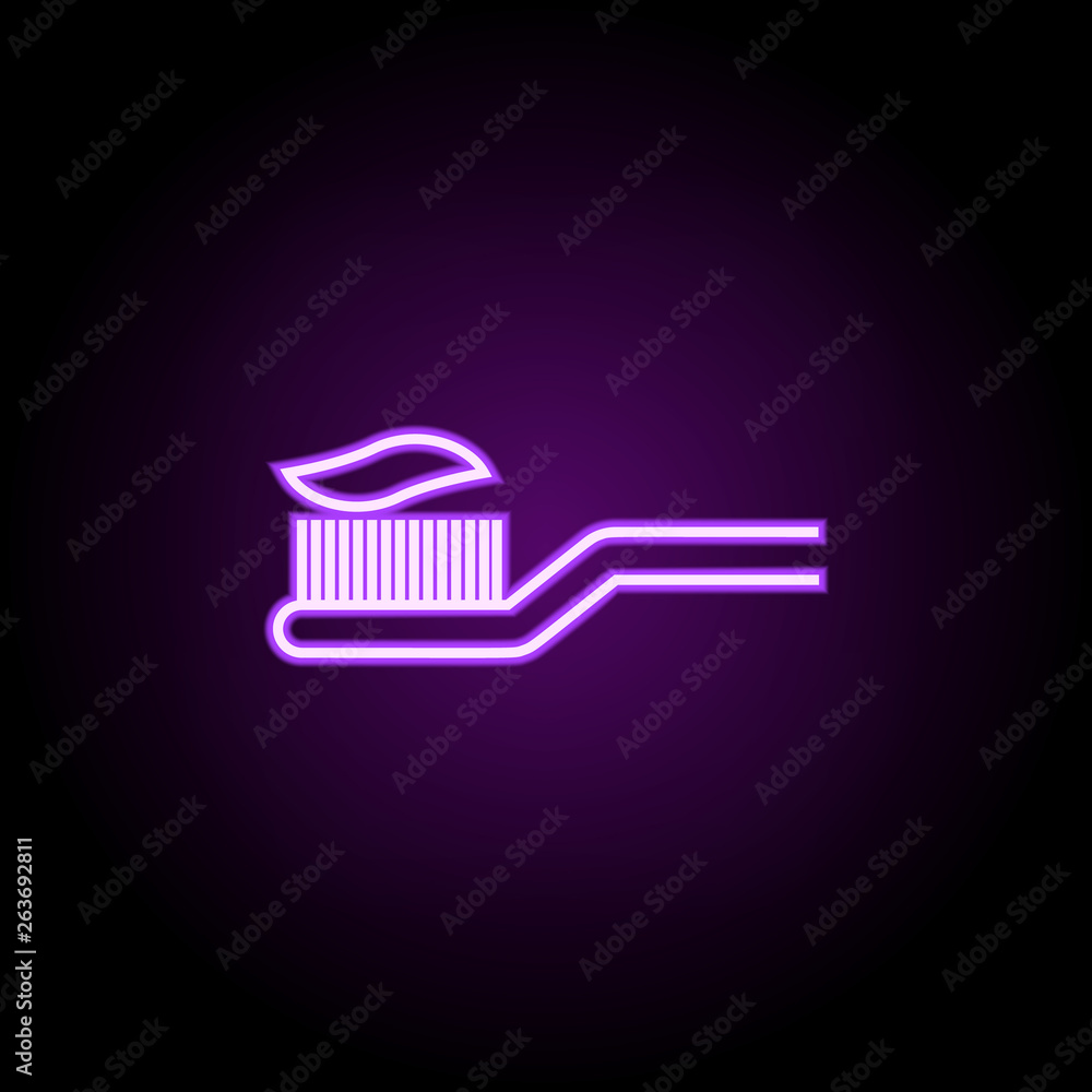 Poster toothbrush with paste neon icon. elements of web set. simple icon for websites, web design, mobile a