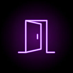 opened door neon icon. Elements of web set. Simple icon for websites, web design, mobile app, info graphics