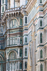 Details on the facade of the Cattedrale di Santa Maria del Fiore in Florence, Italy