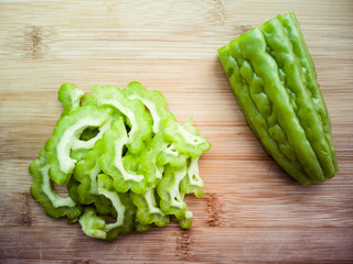 green healthy vegetables on cutting board