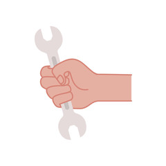 hand with wrench tool isolated icon