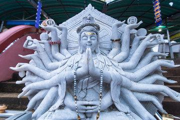 Guanyin statue at Golden triangle in Thailand .The Golden Triangle designates the confluence of the...
