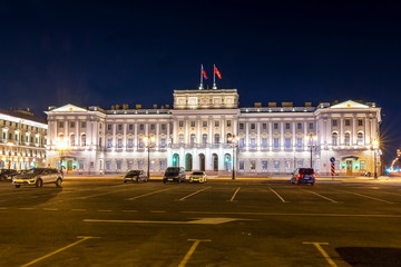 Mariinsky Palace at night, St. Petersburg, Russia
