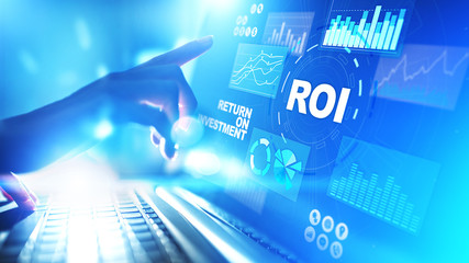 ROI - Return on investment, Trading and financial growth concept on virtual screen.