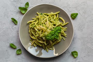 Trofie al pesto - italian pasta with pesto.