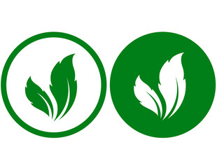 white and green leaf eco icons labels