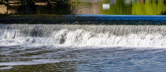 River Avon cascade in Warwick, Warwickshire, United Kingdom