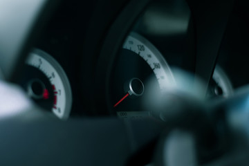 Car dashboard. Speedometer, tachometer and fuel gauge