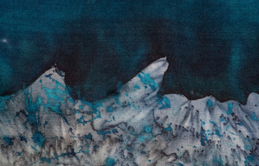 Turquoise mystical mountains, hot batik