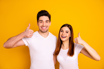 Close up photo funky funny amazing she her he him his hands arms thumb fingers raised air tested...