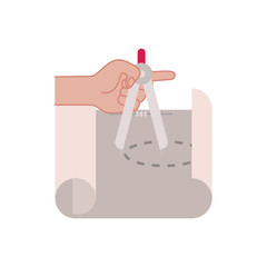 hand with construction plan isolated icon