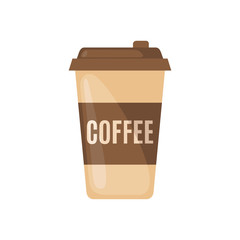 Coffee cup icon in flat style isolated on white.