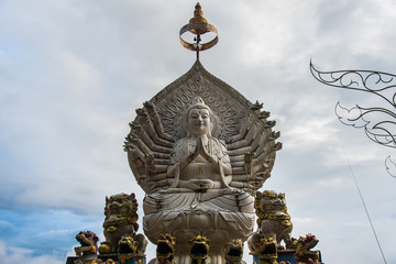 Guanyin statue at Golden triangle in Thailand .The Golden Triangle designates the confluence of the Ruak River and the Mekong River.Thailand.