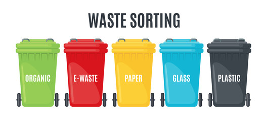 Set of trash cans for separate garbage icons.