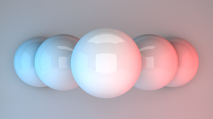 Billiard balls in vivd neon glowing. 3d illustration.
