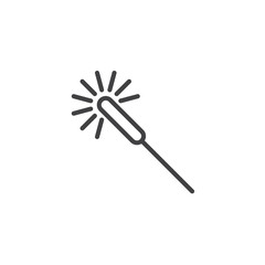 Bengal fire sparkler line icon. linear style sign for mobile concept and web design. Christmas sparkler light stick outline vector icon. Symbol, logo illustration. Pixel perfect vector graphics