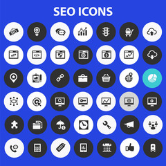 Big SEO icon set, trendy flat icons collection