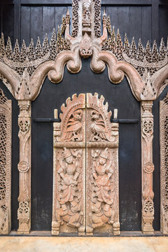 Wood carved of Pearl House in Baandam.Thailand.