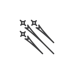 Flying stars line icon. linear style sign for mobile concept and web design. Fireworks bursting outline vector icon. Symbol, logo illustration. Pixel perfect vector graphics