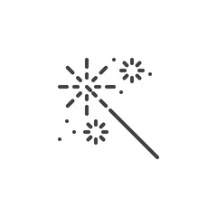 Sparkler stick line icon. linear style sign for mobile concept and web design. Bursting fireworks outline vector icon. Symbol, logo illustration. Pixel perfect vector graphics