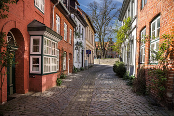 Fototapeta na wymiar Lüneburg Altstadt Senkungsgebiet auf dem Meere entzerrt