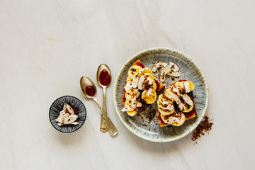 Banana coconut chips chocolate toast