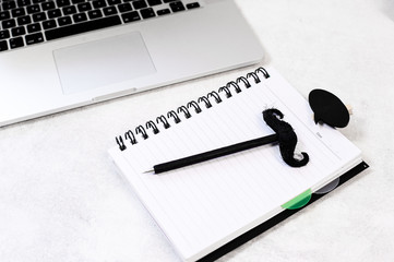 Happy Father's Day. Fathers day composition - office desk.