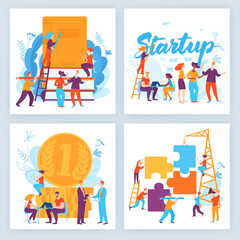 Set of four vector business concept slide designs