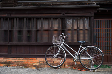 Fototapeta na wymiar Bicycle at Takayama old town, Japan