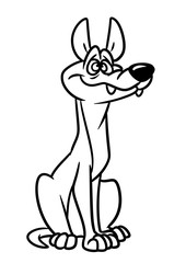 cartoon dog happy sitting character illustration isolated image coloring page 