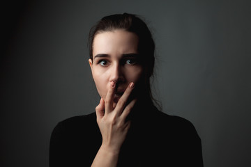 Frightened girl. Low key