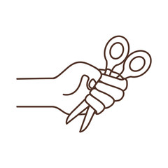 hand with scissors isolated icon