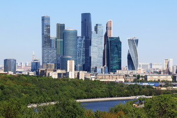 Fototapeta premium View of Moscow from the observation deck on the Vorbyevy Gorakh (Sparrow Hills)