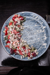 salad vegetable plate fork food menu in a restaurant