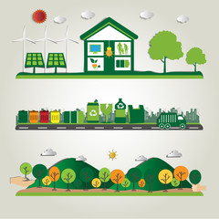 environmental and eco-friendly technologies, energy saving, ecological recycling.