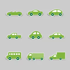 Stickers meubles Course de voitures Style de papier d& 39 icône sur fond blanc