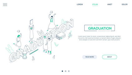 Graduation concept - line design style isometric web banner