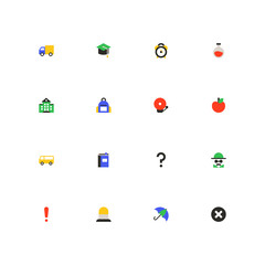 Education and protection - colorful material design icons set