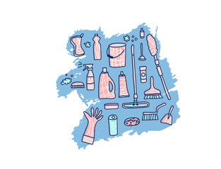 Cleaning tools. Vector set of cleaning equipment. 