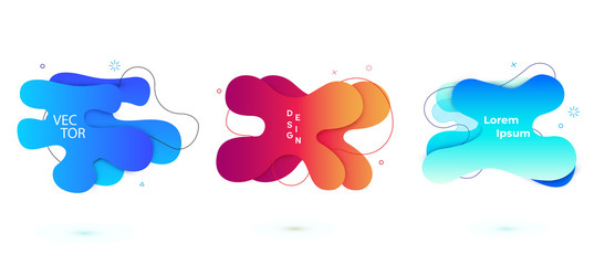 Vector abstract geometric banner set. Trendy liquid round forms. Modern vector template with gradient foг you design. Vector illustrations.