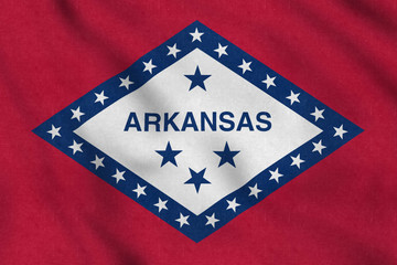 Fototapeta premium USA Flag of Arkansas gently waving in the wind