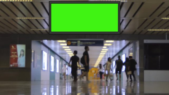 Advertising billboard green screen, for advertisement, at public in city. 