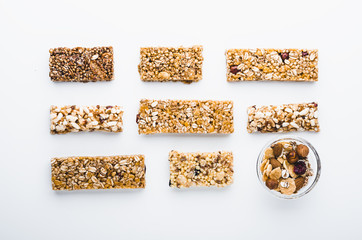 Museli, cereal, granola protein energy bars