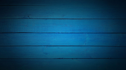 Blue wooden vintage boards. Old painted wood abstract background.