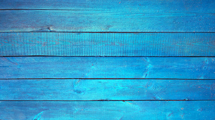 Blue wooden vintage boards. Old painted wood abstract background.